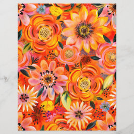 Oranje bloemenpatroon plakboek papier