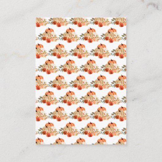 Oranje Bloemenpompoenen Baby shower Boek Verzoek Informatiekaartje (Achterkant)