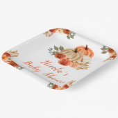 Oranje bloemenpompoenen Baby shower Papieren Bordje (Gebogen)