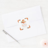 Oranje bloemenpompoenen Baby shower Vierkante Sticker (Envelop)