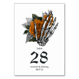 Oranje Bloemenskelet Gotische Bruiloft Kaart