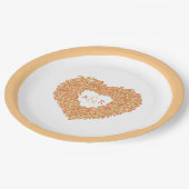 Oranje bloemenslantaarnpalm bouquet monogram papieren bordje (Gekanteld)