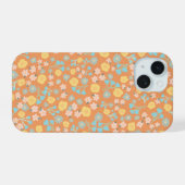 Oranje bloementelefoonhoesje iPhone 15 case (Achterkant horizontaal)