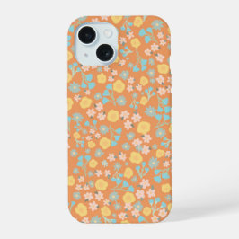 Oranje bloementelefoonhoesje iPhone 15 case