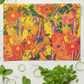 Oranje bloemenvrolijk theedoek (Gevouwen)