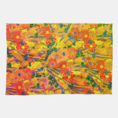 Oranje bloemenvrolijk theedoek (Horizontaal)