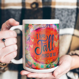 Oranje bloemharten Ik hou van Herfst-inspiratie Koffiemok