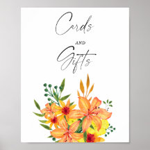 Oranje Bloemige Bruidsdouche - Kaarten & Cadeaus
