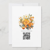 Oranje Bloemige Bruiloft Kaart (Achterkant)