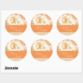Oranje Bloemige Bruiloft Ronde Sticker (Vel)