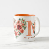 Oranje Bloemige Chrysanthemum Tweekleurige Koffiemok (Voorkant rechts)