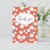 Oranje Bloemige Platte Bedankkaart (Staand voorkant)