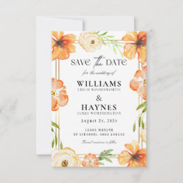 Oranje Bloemige Save the Date Kaart