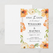 Oranje Bloemige Save the Date Kaart (Voorkant / Achterkant)