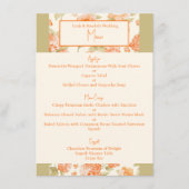 Oranje Bloemige Trouwmenu 4.5" x 6.25" Menu (Voorkant)