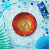 Oranje bloemkartonnen cactus papieren bordje (Feest)