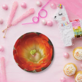 Oranje bloemkartonnen cactus papieren bordje (Feest)