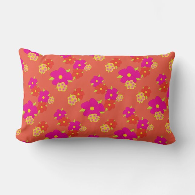 Oranje bloemkussen kussen (Voorkant)