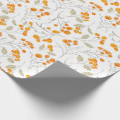 Oranje bloemmotief met bladtakken cadeaupapier (Hoek)