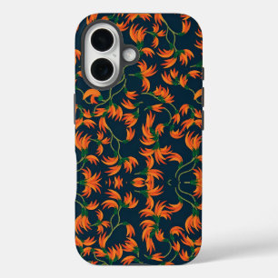 Oranje Bloemmotief Stromend iPhone 16 Hoesje