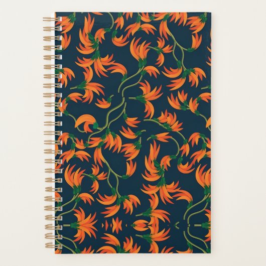 Oranje Bloemmotief Stromend Planner (Voorkant)