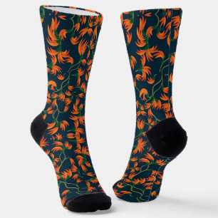 Oranje Bloemmotief Stromend Sokken