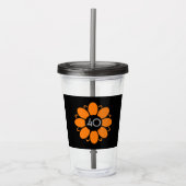 Oranje bloemontwerp Verjaardag 40 Zwart Acryl Drinkbeker (Voorkant)