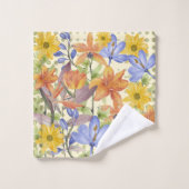 ORANJE BLOEMPATROON BAD HANDDOEK (Wasdoekje)