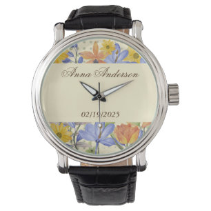 ORANJE BLOEMPATROON HORLOGE