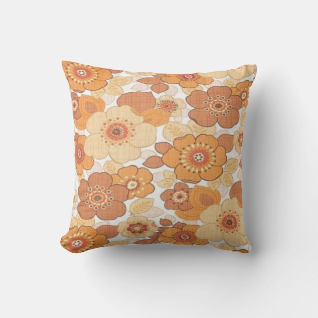 Oranje bloempatroon kussen (Voorkant)