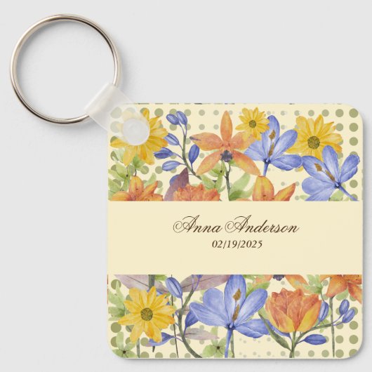 ORANJE BLOEMPATROON SLEUTELHANGER (Voorkant)