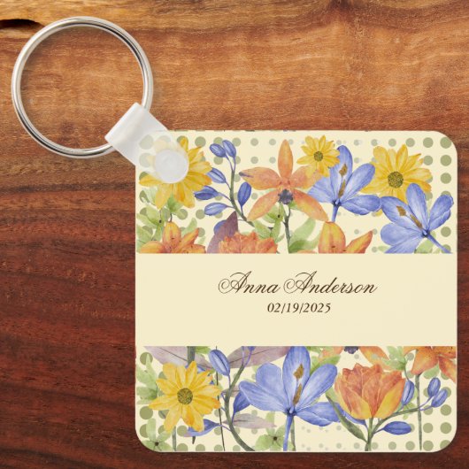 ORANJE BLOEMPATROON SLEUTELHANGER (Voorkant)