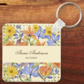 ORANJE BLOEMPATROON SLEUTELHANGER (Achterkant)