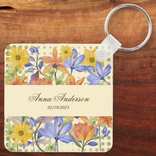 ORANJE BLOEMPATROON SLEUTELHANGER (Achterkant)