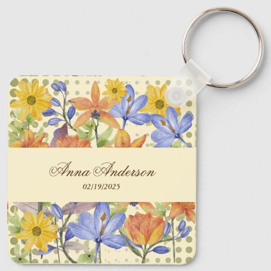 ORANJE BLOEMPATROON SLEUTELHANGER (Achterkant)