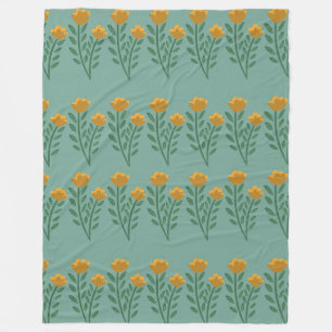 Oranje bloemrandpatroon fleece deken
