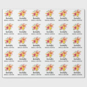 Oranje bloemrijke bruidsdouche cadeaupapier (Vlak)