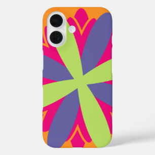 Oranje bloemvormen illustratie iPhone 16 hoesje