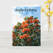Oranje bloesbloem bloemen Cheerful Birthday Kaart (Gele Bloem)