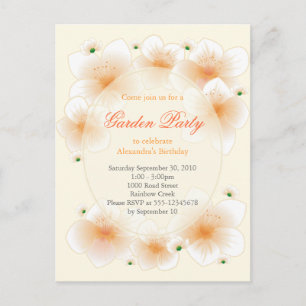 Oranje bloesbloem bloemen Romantic Birthday Party Uitnodiging Briefkaart