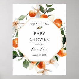 Oranje bloesem Baby shower Welkomstteken Poster