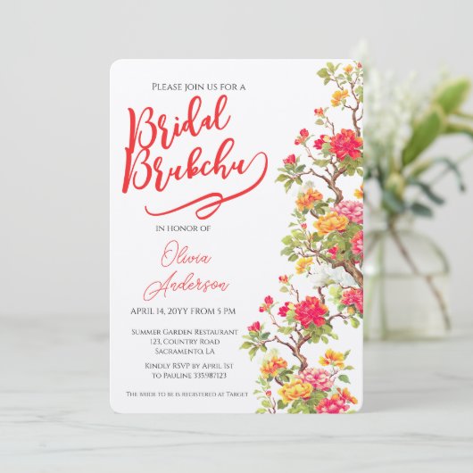 Oranje Bloesem Bloemen Vrijgezellenfeest Kaart (Staand voorkant)