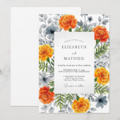 Oranje Bloesem Botanische Bruiloft Kaart (Voorkant / Achterkant)