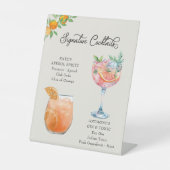 Oranje Bloesem Bruid Bruidegom Cocktails Wedding B Reclamebord Met Voetstuk (Voorkant)