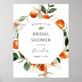 Oranje Bloesem Bruidsmeisjesfeest Welkomstbord Poster