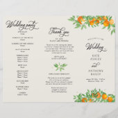 Oranje bloesem bruiloft ceremonie programma (Voorkant)