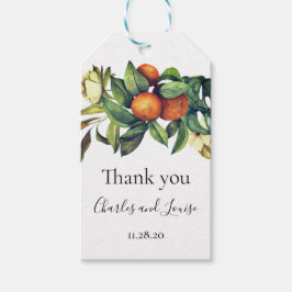 Oranje bloesem bruiloft dank u gunst tag cadeaulabel