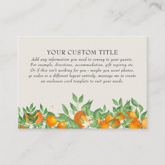Oranje bloesem bruiloft DIY Custom Informatiekaartje (Voorkant)