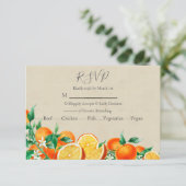 Oranje bloesem bruiloft RSVP kaartje (Staand voorkant)