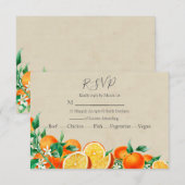 Oranje bloesem bruiloft RSVP kaartje (Voorkant / Achterkant)